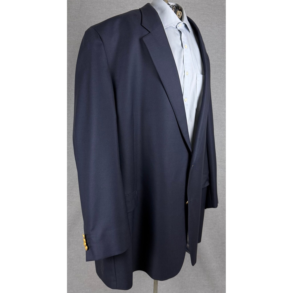 Jack Victor Mens Navy Blue Luxorwood Wool‎ Blazer Sport Coat Gold Buttons 60L